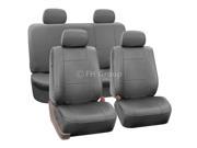 PU Leather Seat Covers w. 4 Detachable Headrests and Solid Bench Solid Gray