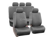 PU Leather Seat Covers w. 5 Detachable Headrests and Solid Bench Solid Gray