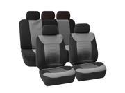 Premium Fabric Complete Auto Seat Covers Full Set Airbag Split Ready Gray Black