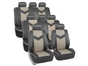 Car Seat Covers Synthetic Leather Auto Seat cover 8 Seater SUV VAN Full Set 2 Tone Gray