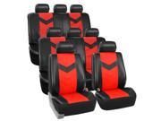 Car Seat Covers Synthetic Leather Auto Seat cover 8 Seater SUV VAN Full Set Black Red
