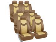 Car Seat Covers Synthetic Leather Auto Seat cover 8 Seater SUV VAN Full Set Beige Tan
