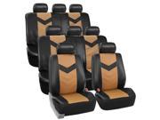 Car Seat Covers Synthetic Leather Auto Seat cover 8 Seater SUV VAN Full Set Black Beige