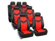 Car Seat Covers Synthetic Leather Auto Seat cover 7 Seater SUV VAN Full Set Black Red