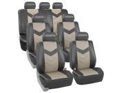 Car Seat Covers Synthetic Leather Auto Seat cover 7 Seater SUV VAN Full Set 2 Tone Gray