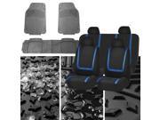 Car Seat Covers Blue Black Full Set for Auto w Heavy Duty Floor Mats 4 Headrest