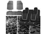 Car Seat Covers Gray Black Full Set for Auto w Heavy Duty Floor Mats 4 Headrest