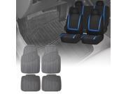 Car Seat Covers Blue Black For Auto Full Set w Heavy Duty Floor Mats 4 Headrest