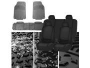 Car Seat Covers Solid Black Full Set for Auto w Heavy Duty Floor Mats 4 Headrest