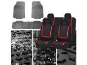 Car Seat Covers Red Black Full Set for Auto w Heavy Duty Floor Mats 4 Headrest