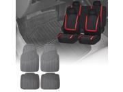 Car Seat Covers Red Black For Auto Full Set w Heavy Duty Floor Mats 4 Headrest