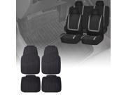 Car Seat Covers Gray Black For Auto Full Set w Heavy Duty Floor Mats 4 Headrest