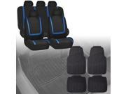 Car Seat Covers Blue Black For Auto Full Set w Heavy Duty Floor Mats 5 Headrest