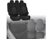 Car Seat Covers Solid Black For Auto Full Set w Heavy Duty Floor Mats 5 Headrest