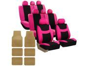 Car Seat Covers for Auto SUV Van Truck 3 Row Pink Carpet Floor Mat