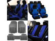 Auto Vehicle Seat Covers Combo with Gray Floor Mats Blue