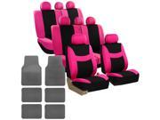 Car Seat Covers for Auto SUV Van Truck 3 Row Pink Carpet Floor Mat Gray