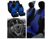 FH Group Travel Master Seat Covers for Car Blue Black with Steeing Wheel Cover FH Group Travel Master Seat Covers for Car Blue Black with Steeing Wheel Cover