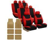 Car Seat Covers for Auto SUV Van Truck 3 Row Red Carpet Floor Mat