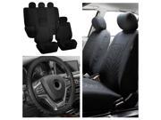 FH Group Travel Master Seat Covers for Car Black with Steeing Wheel Cover