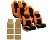 Car Seat Covers for Auto SUV Van Truck 3 Row Orange Carpet Floor Mat