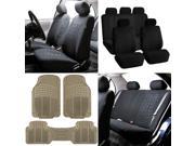 Auto Vehicle Seat Covers Combo with Floor Mats Black