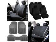 Auto Vehicle Seat Covers Combo with Gray Floor Mats Black