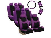 Car Seat Covers for Auto SUV Van Truck 3 Row Purple w Steering Wheel Belt Pad