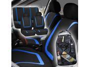 Blue and Black Car Seat Covers for Auto Vehicle with Oraganizer
