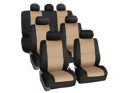 Neoprene 3 Row Car Seat Covers for SUV VAN TRUCK Beige 7 Seaters Beige