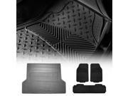 Rubber Floor Mats and Cargo Mat Combo Black Floor Mats with Gray Cargo Liner