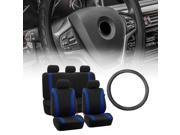 FH Group Seat Covers for Auto Airbag Compatible Split Bench Blue with Steering Wheel