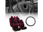 FH Group Seat Covers Combo for Auto with Burgundy Seat with Steering Wheel Cover