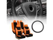 FH Group Seat Covers Combo for Auto with Orange Seat with Leather Steering Wheel Cover