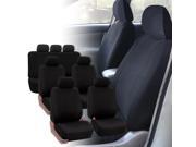 Car Seat Covers 3 Row for Auto SUV VAN 7 seaters Black