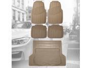 Rubber Floor Mats All Weather with Beige Trunk Mat for Auto Car SUV Truck Van