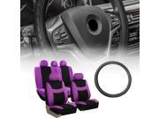 FH Group Seat Covers Combo for Auto with Purple Seat with Leather Steering Wheel Cover