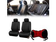 PU Leather Front Bucket Pair Black for Auto with Seat Back Cushion Pad Red for Auto Car SUV Truck