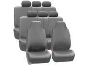 3Row Highback SUV Van Seat Covers Royal Leather for Auto Gray