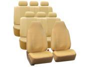 3Row Highback SUV Van Seat Covers Royal Leather for Auto Beige