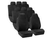 3Row Highback SUV Van Seat Covers Royal Leather for Auto Black