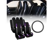 FH Group Highback Modernistic Purple Car Seat Covers with Leather Steering Wheel Cover