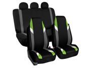 FH Group Highback Modernistic Green Car Seat Covers with Leather Steering Wheel Cover