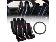 FH Group Highback Modernistic Pink Car Seat Covers with Leather Steering Wheel Cover