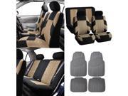 SUV CAR Seat Covers Gray Rubber Floor Mats Combo Beige