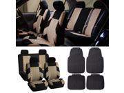 SUV CAR AUTO seat Covers Rubber Floor Mats Combo Beige