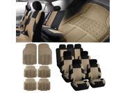 Beige Seat Cover for 3row SUV VAN with Beige Heavy Duty Floor Mats 7 Seaters