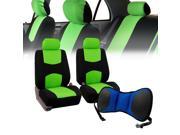 Front Bucket Seat covers Green With Seat Back Cushion Pad Blue for Auto Car SUV Van