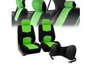 Front Bucket Seat covers Green With Seat Back Cushion Pad Black for Auto Car SUV Van