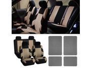 Auto Seat Covers Floor Mats Combo for Auto Beige
